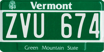 VT license plate ZVU674