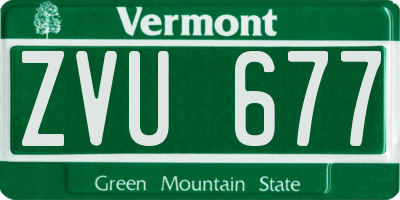 VT license plate ZVU677