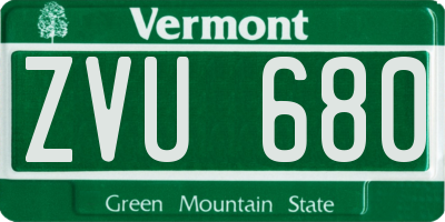 VT license plate ZVU680