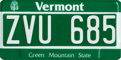 VT license plate ZVU685