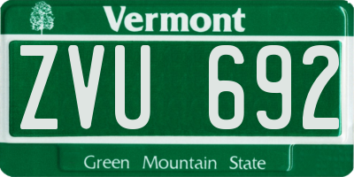 VT license plate ZVU692