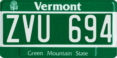VT license plate ZVU694