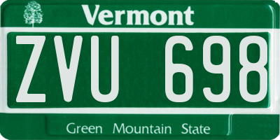 VT license plate ZVU698
