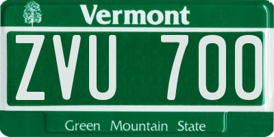VT license plate ZVU700