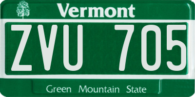 VT license plate ZVU705