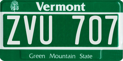 VT license plate ZVU707