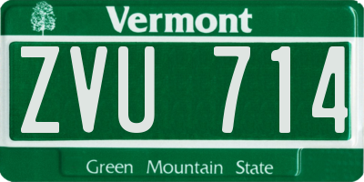 VT license plate ZVU714