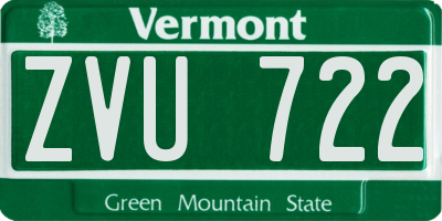 VT license plate ZVU722