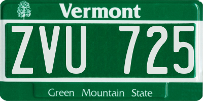 VT license plate ZVU725