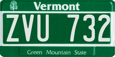 VT license plate ZVU732