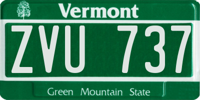VT license plate ZVU737