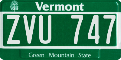VT license plate ZVU747