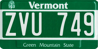 VT license plate ZVU749