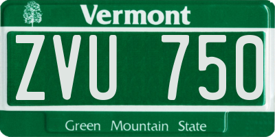 VT license plate ZVU750