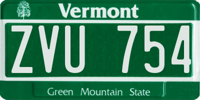 VT license plate ZVU754