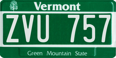 VT license plate ZVU757