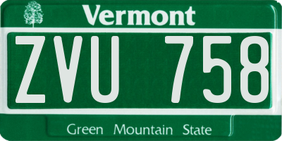 VT license plate ZVU758