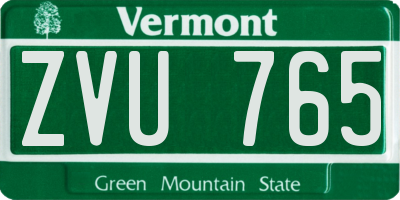 VT license plate ZVU765