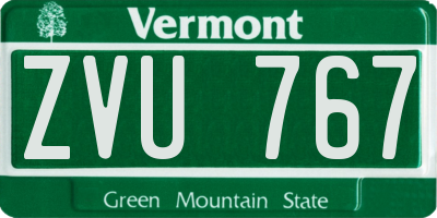 VT license plate ZVU767