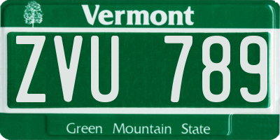 VT license plate ZVU789