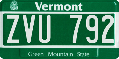 VT license plate ZVU792