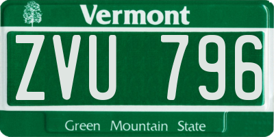 VT license plate ZVU796