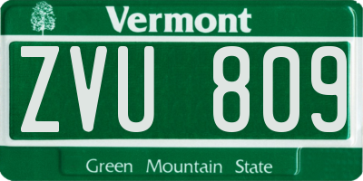 VT license plate ZVU809
