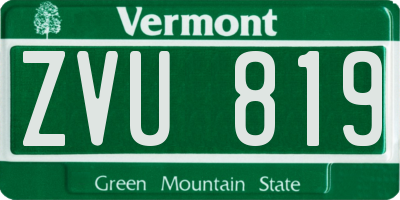 VT license plate ZVU819
