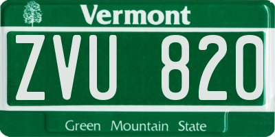VT license plate ZVU820