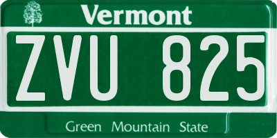 VT license plate ZVU825