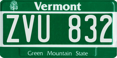 VT license plate ZVU832