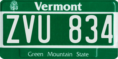 VT license plate ZVU834
