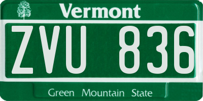 VT license plate ZVU836