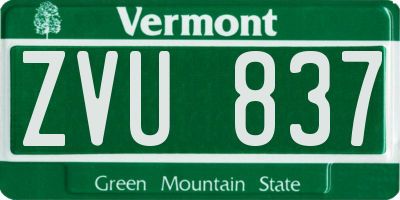 VT license plate ZVU837