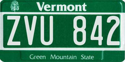 VT license plate ZVU842
