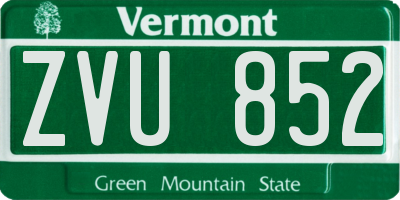 VT license plate ZVU852