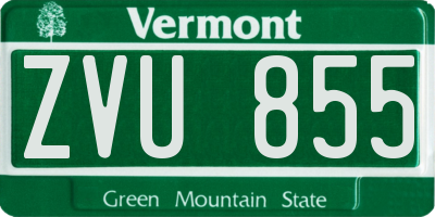 VT license plate ZVU855