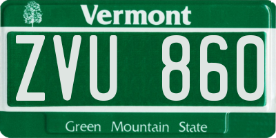 VT license plate ZVU860