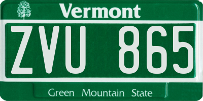 VT license plate ZVU865