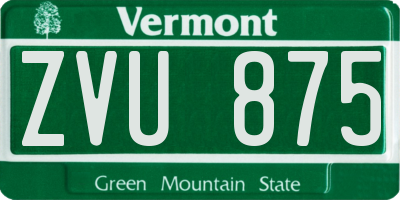 VT license plate ZVU875