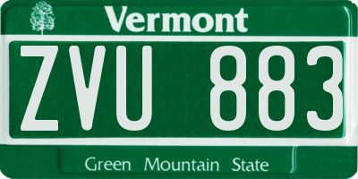 VT license plate ZVU883
