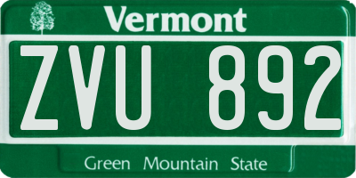 VT license plate ZVU892