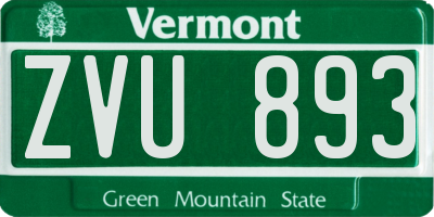 VT license plate ZVU893