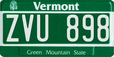 VT license plate ZVU898