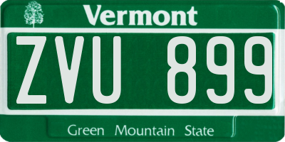 VT license plate ZVU899