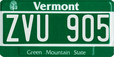 VT license plate ZVU905