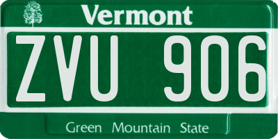 VT license plate ZVU906