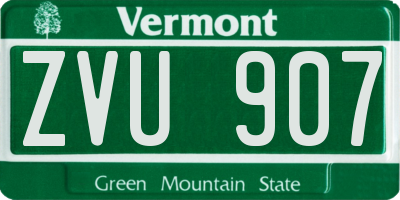 VT license plate ZVU907
