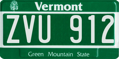 VT license plate ZVU912