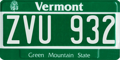VT license plate ZVU932